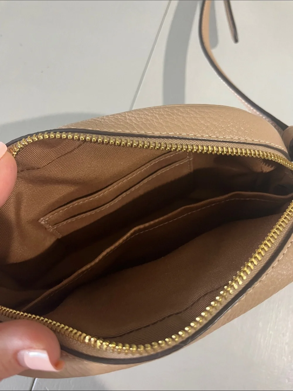 Coach Pebbled Leather Crossbody in Nude Tan - Picture 9 of 11